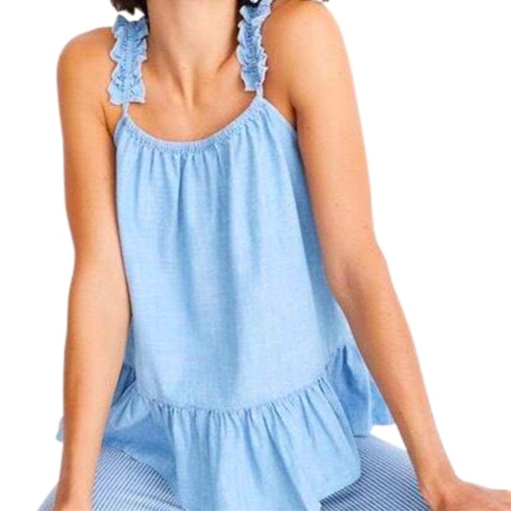 Madewell Chambray Ruffle Camisole Top